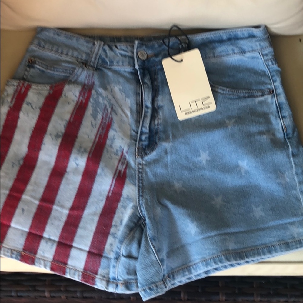 LITZ BLUE JEAN SHORTS Size L NWT